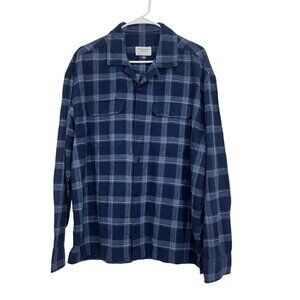 American Eagle Mens Navy Blue Plaid Button-Down Shirt SZ M Long Sleeve Cotton
